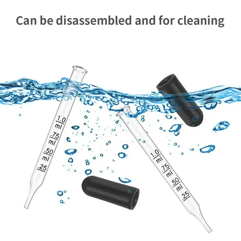 Stylish-40Pcs 1Ml Glass Liquid Droppers, Eye Dropper Pipettes With Black Suction Bulb, For Makeup Art Liquid,Straight Tip Style