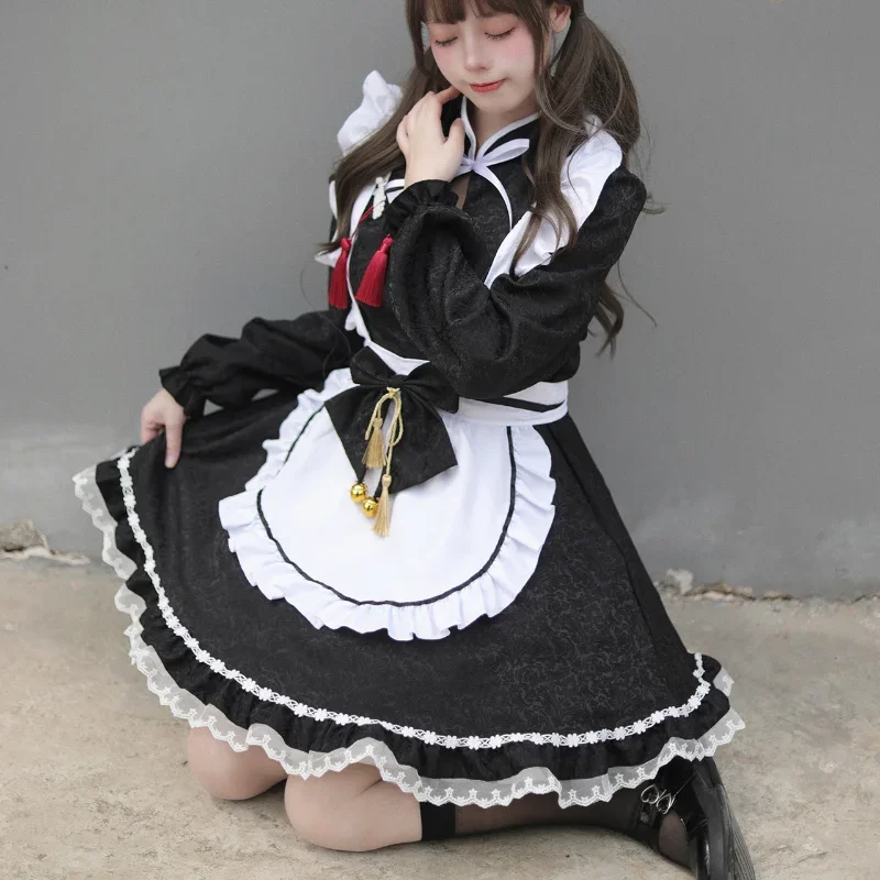 

QW2025 New Chinese Style Jacquard Lolita Dress Maid Clothing Plus Size Maid Clothing COS Suit Lolita Dress for Girl Kawaii Dress