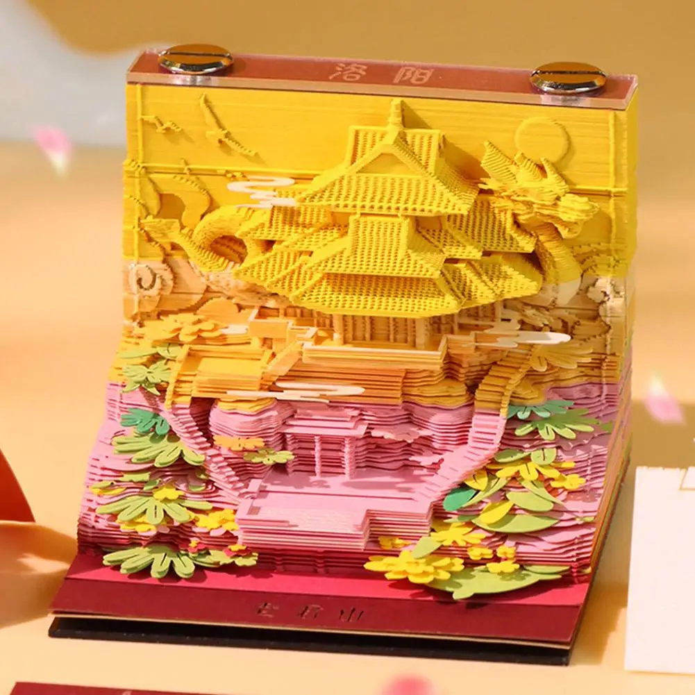4 Arten chinesischer 3D-Kalender, Notizblock, magisches Schloss, 3D-Kalender, 3D-künstlerische Notizpapierwürfel, Memo-Geschenk, 2026-Block, Geburtstags-Notizblock R6b4 – Detail 9