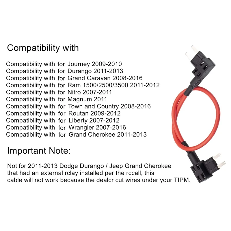 TIPM Bypass Cable, Fuse Holder Fuse Adapter, Fuel Pump Relay Bypass Cable For Dodge Ram Jeep Chrysler VW, CBWPR091AA