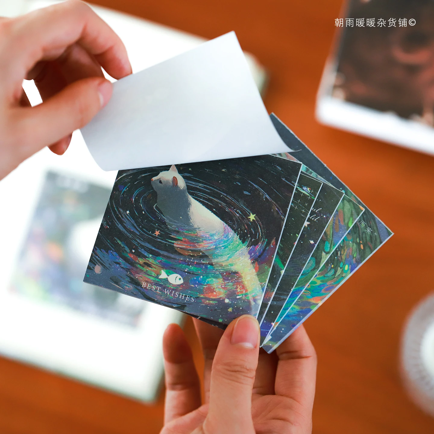 200 Pieces of Korean-Style Planner Sticky Notes with High Aesthetic Value, Non-Adhesive, Cute Cat Decorative Pattern Background Material Paper