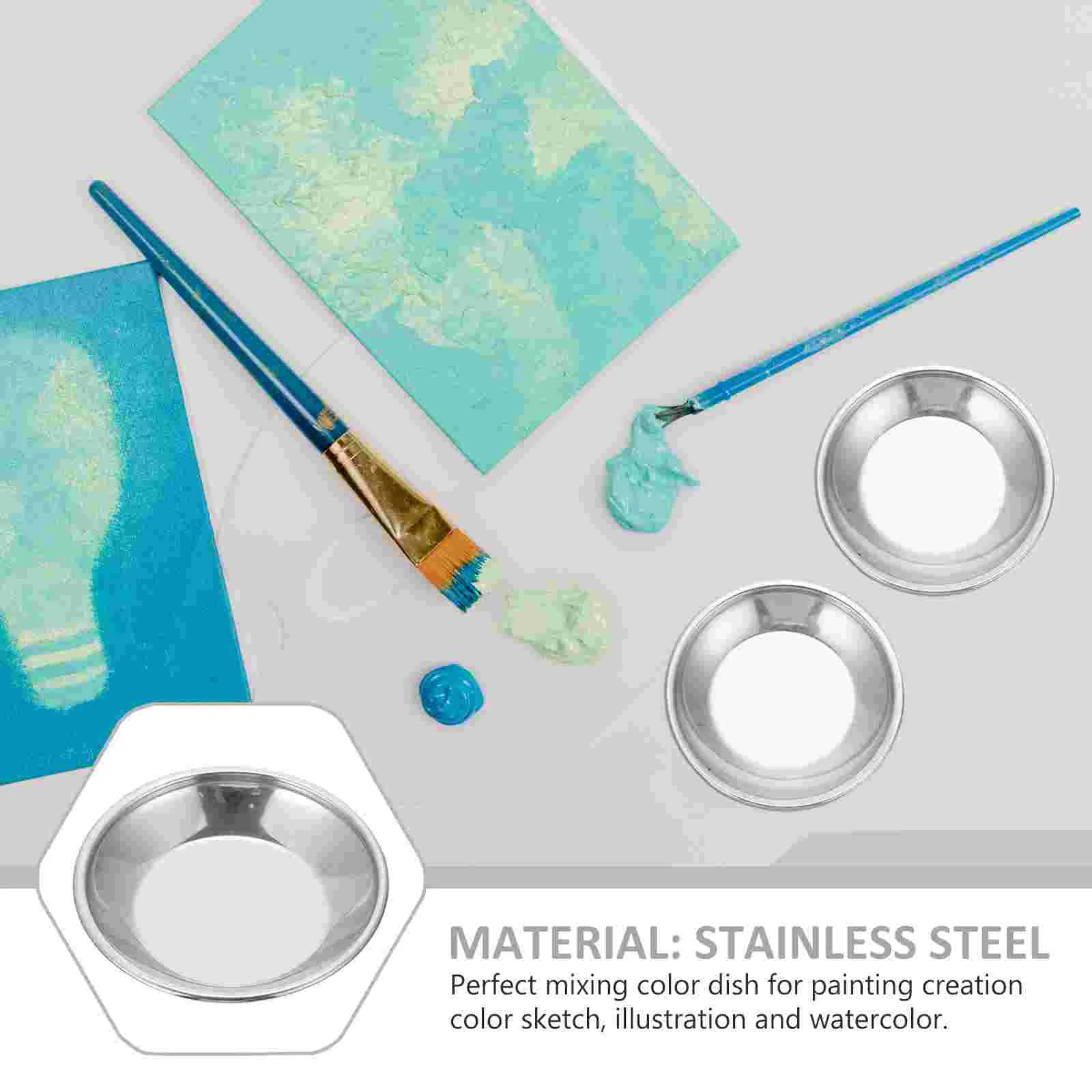 

10 Pcs Palette Watercolor Pigment Tray Drawing Paint for Kids Painting Dish Plate Stainless Steel Craft