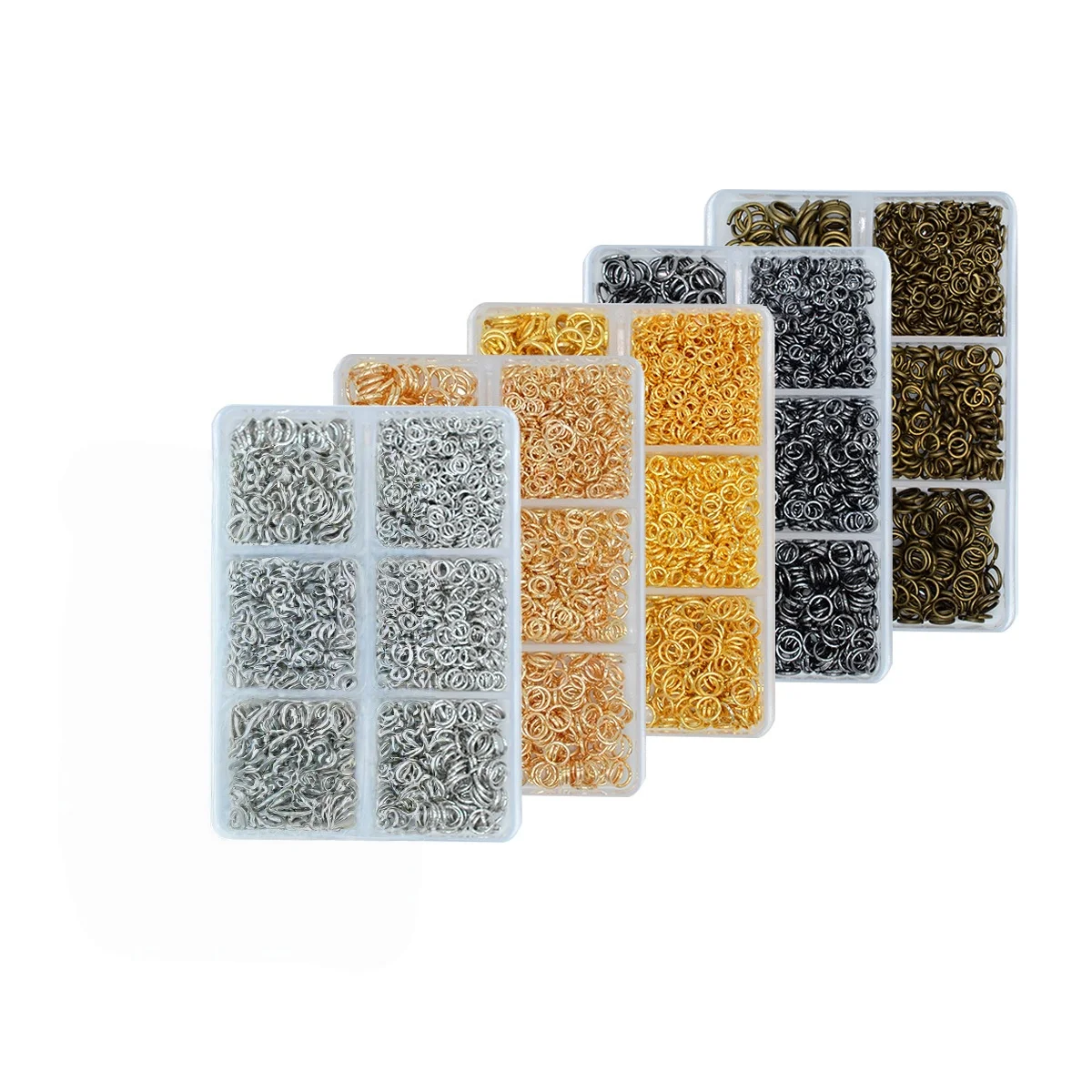 6 Grids Jewelry Finding Kit Open Jump Rings Closed 3-8mm for Handmade DIY Bracelet Necklace Earring Connection Jewelry Making