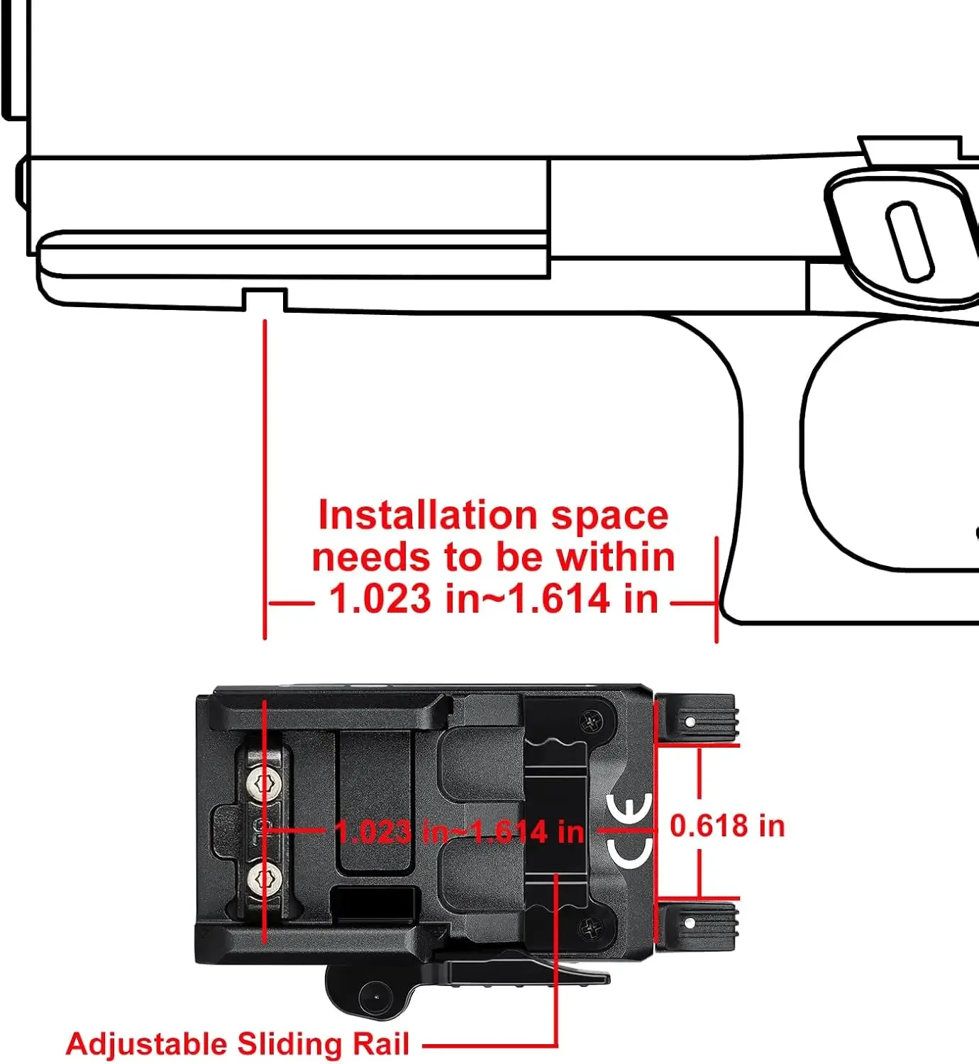 2 Valkyrie 600 Lumens Magnetic USB Rechargeable Compact Weaponlight with Adjustable Rail, High Performance CW LED