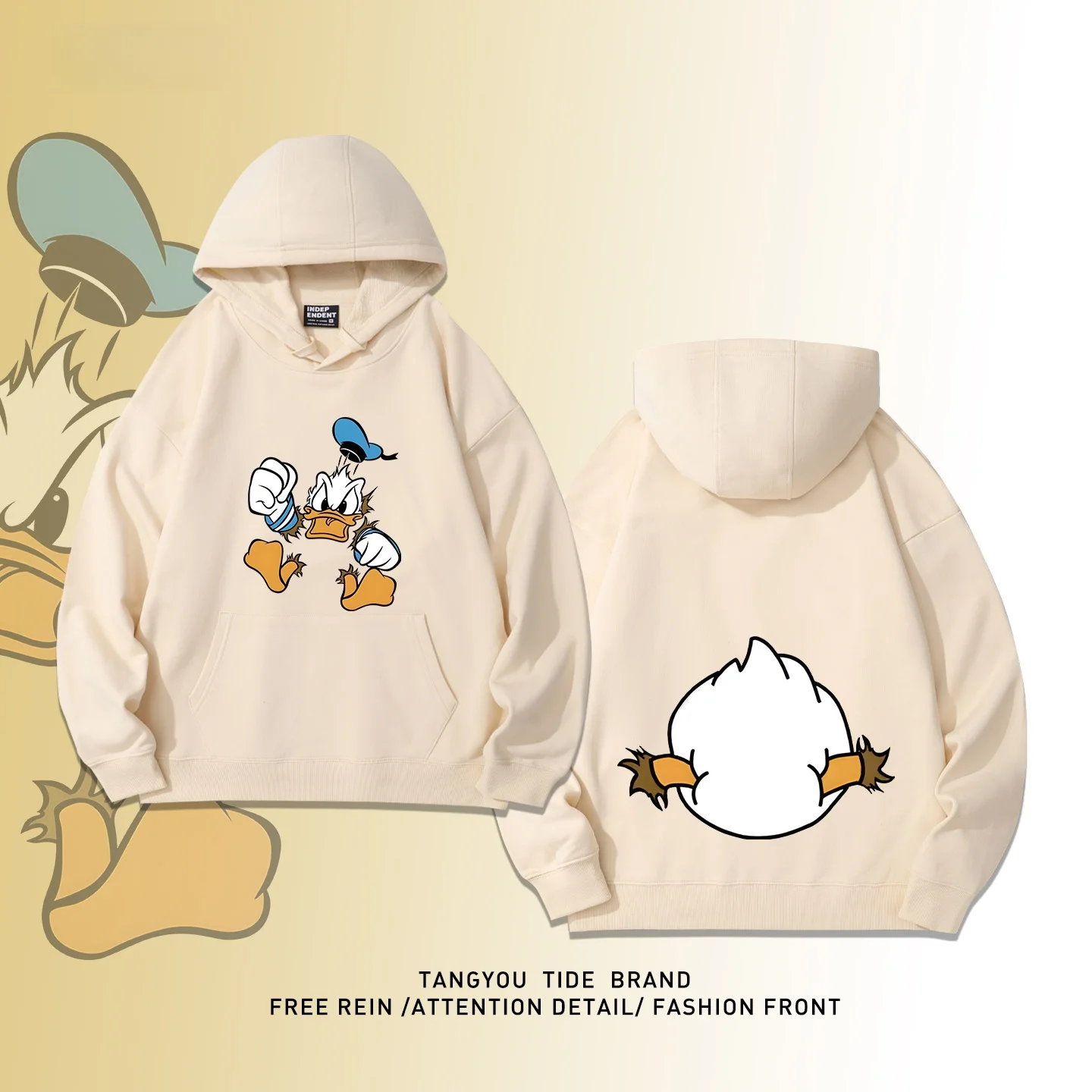 

Свитшот с американским мультяшным принтом Дональда Дака, свободный крой, универсальный, повседневный, в стиле High Street, из смесового хлопка