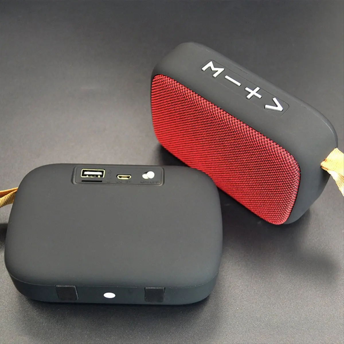 *A14E Portable Speakers Outdoor Bluetooth Mini Loudspeaker Wireless Column 3D Stereo Music Player Hifi Sound Box Black&Red