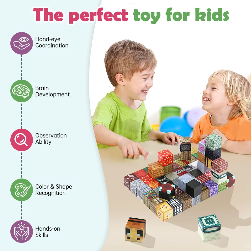 10-150pcs Magnetic Building Blocks Creative Magnetic World Building Set Sensory Educational Toy Christmas Gifts For Children