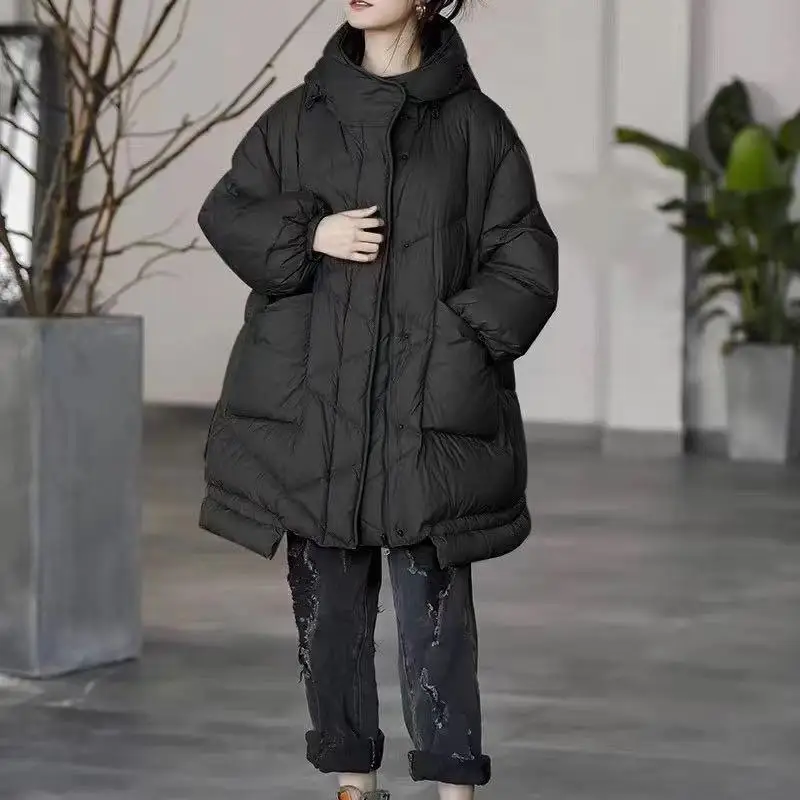 

Winter Women's Down Jacket Oversized Windproof Hooded Casual Commuting Jacket
