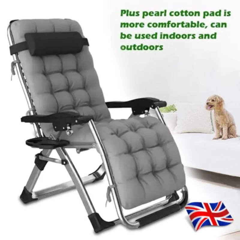 Zero Gravity Chair Recer Recing Garden Sun Lounger Outdoor Bed Grey