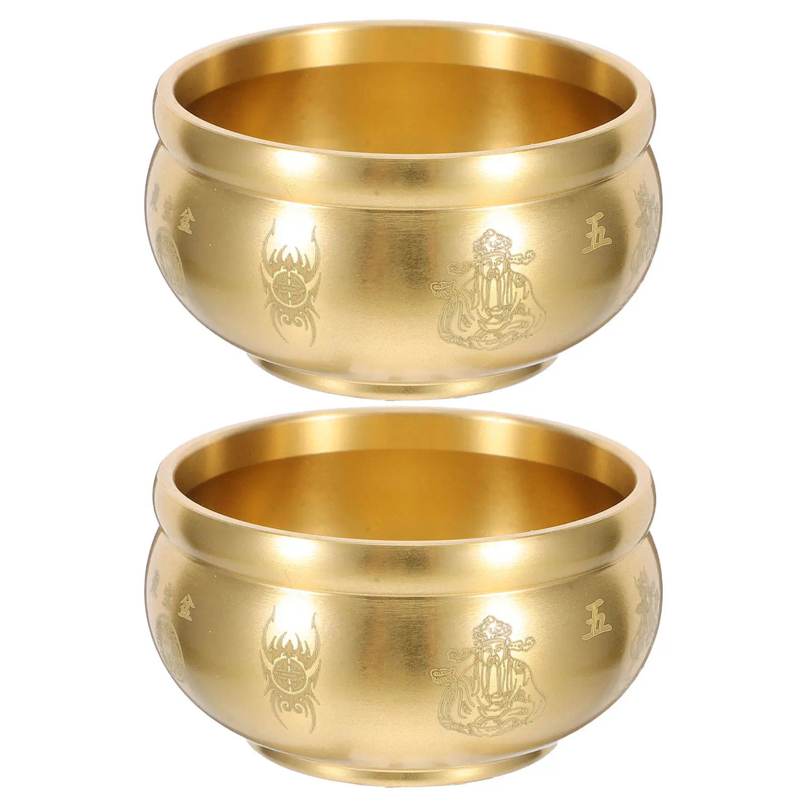 2 Pcs Five-way God of Wealth Incense Burner Home Decoration Altar Brass Cone Charcoal Bowl Treasure Basin Holder