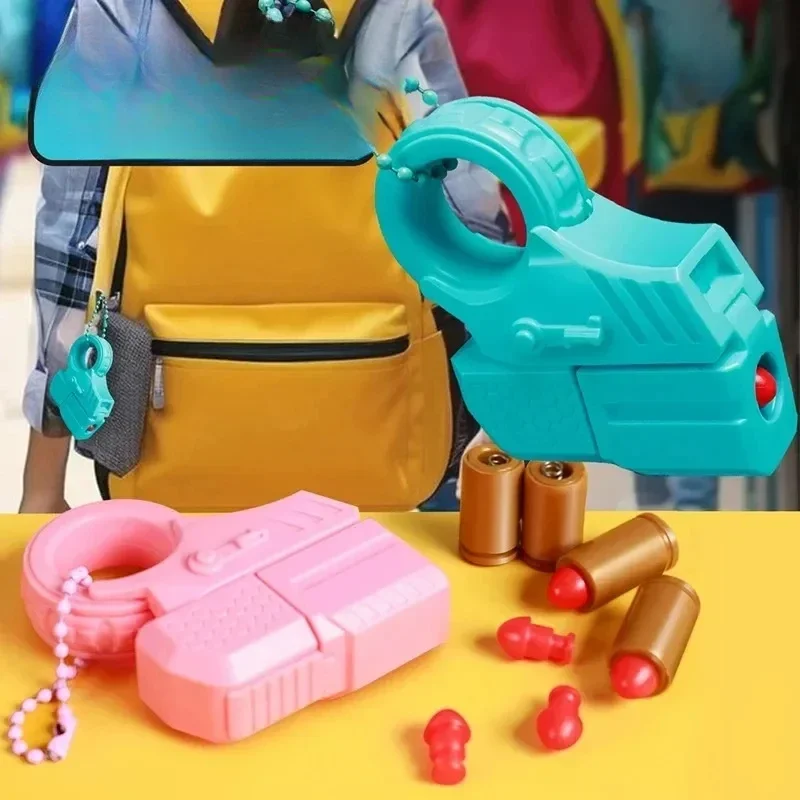 Mini Shell Ejecting Toy Gun Finger Fidget Spinner Stress Relief Gift for Boys Men Anxiety decompression Ratchet Ring Pistol