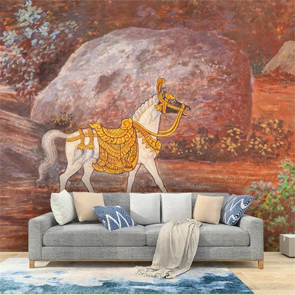 

custom 3 d Horse White Horse large mural Continental back wall sofa bedroom TV backdrop 3d mural papel de parede art Stickers
