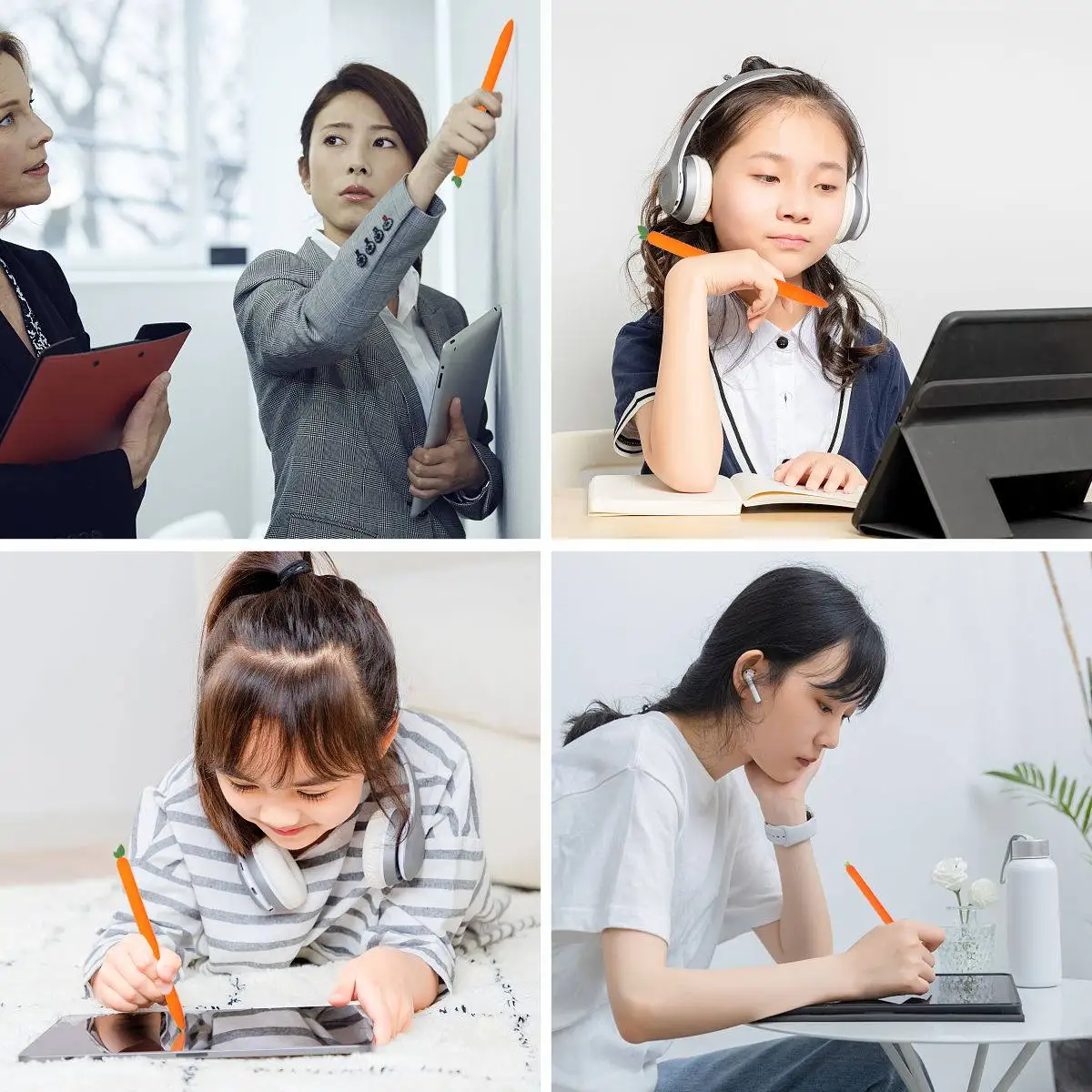 Silicone Stylus Cover Carrot Theme Protective Sleeve for Pencil 2 Precision Proof Scratch Guard Refreshing Color