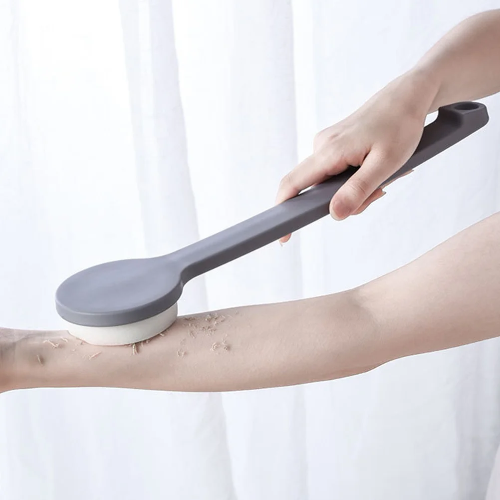 

1pc Long Handle Shower Brush Gray Deep Cleaning Pores Exfoliating Body Scrubber Back Massaging Durable Bathing Tool Bathroom