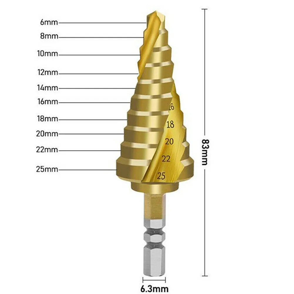 Cone Drill Step Drill Bit Drill Wood Drill Bit Gold High Precision Metal Drilling Step Cone Titanium Coated 6-25mm