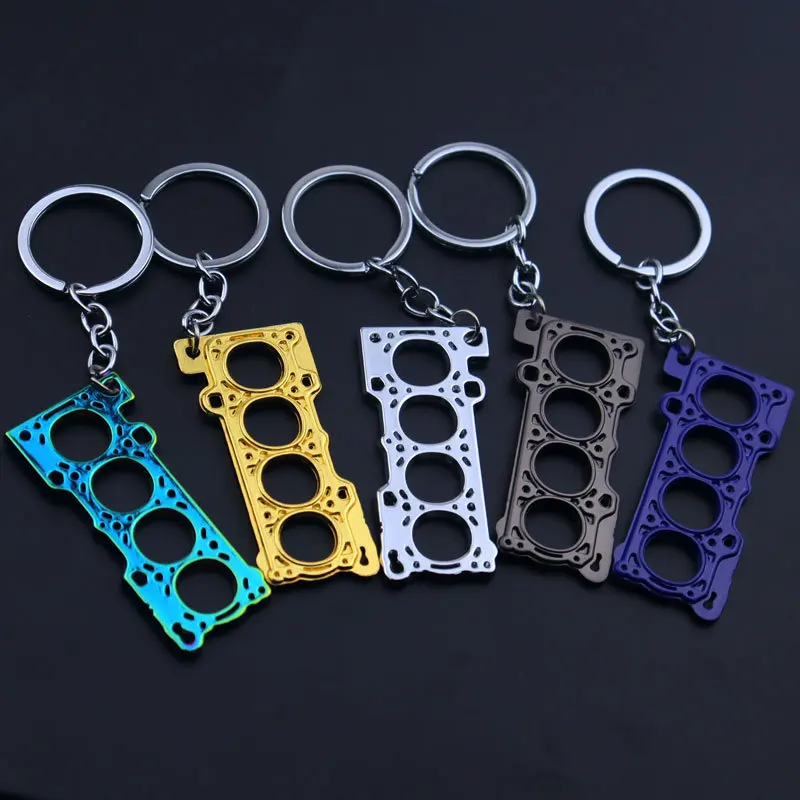 Tuning Keychain Car Modification Cylinder Head Engine Gasket Model Keychain Key Ring DIY Key Chain For F1 Racing Fans Gifts