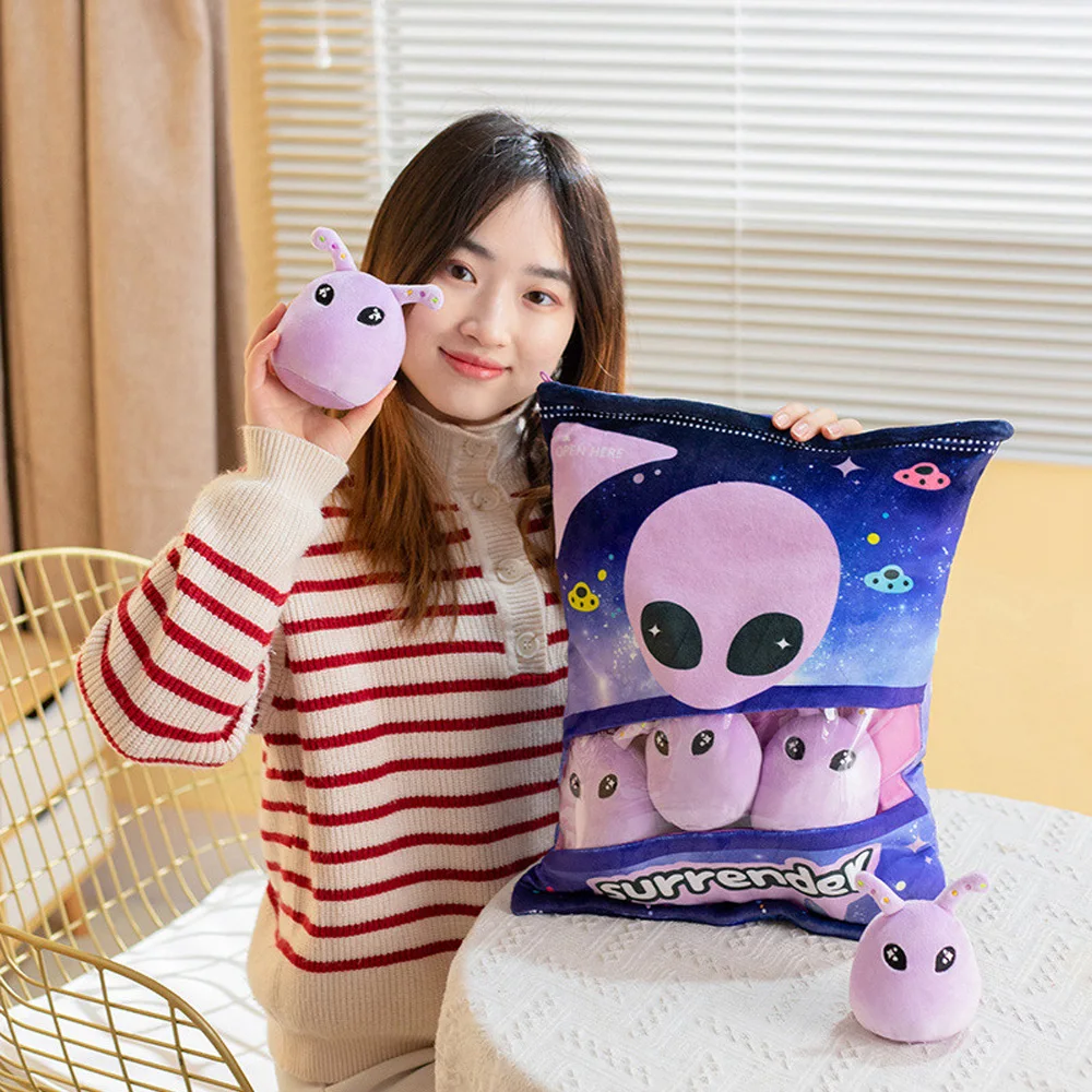 New a Bag of Alien Mini Pudding Plush Toy Extraterrestrial Being UFO Dolls Stuffed Pillow Cushion Birthday Gift for Kids Boys