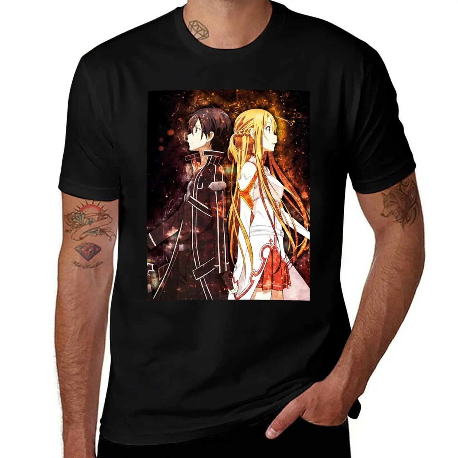 Camiseta Sword Art Online SAO Kirito Asuna, camiseta básica de manga corta para uso diario