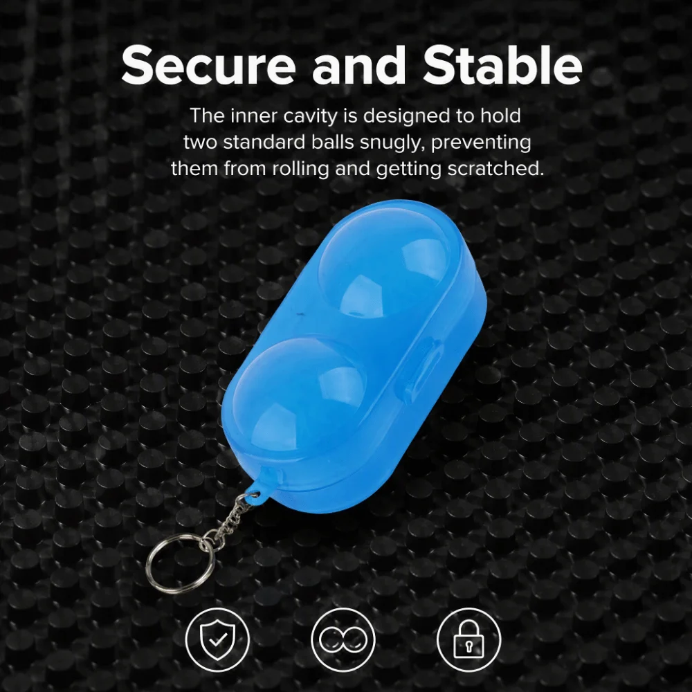 5pcs ABS Material Table Tennis Storage Box With Chain 2 Balls Capacity Table Tennis Ball Holder Blue Color Ping Pong Ball Box