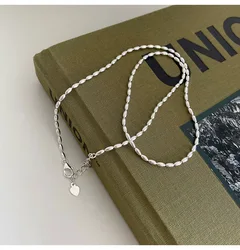 925 Sterling Silver Necklace With Simple Geometric Beads Choker Shiny And Delicate Collarbone Chain For Women's Fine Jewellery