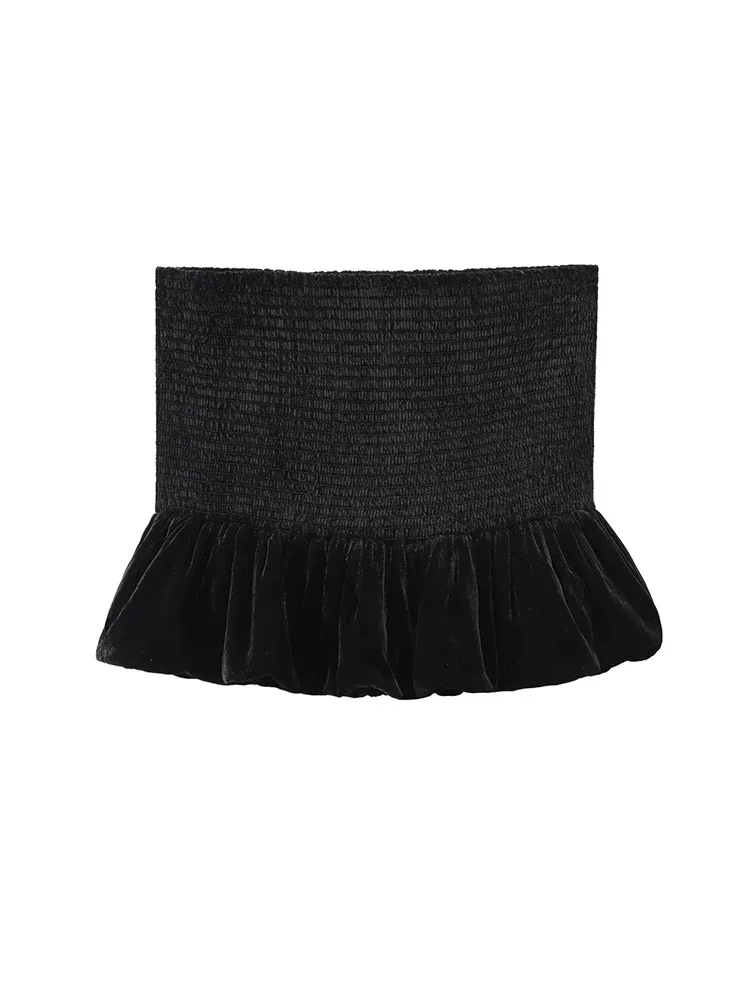 

Willshela Women Fashion Black Pleated Mini Straight Skirt Shorts Vintage High Elastic Waist Female Chic Lady Shorts