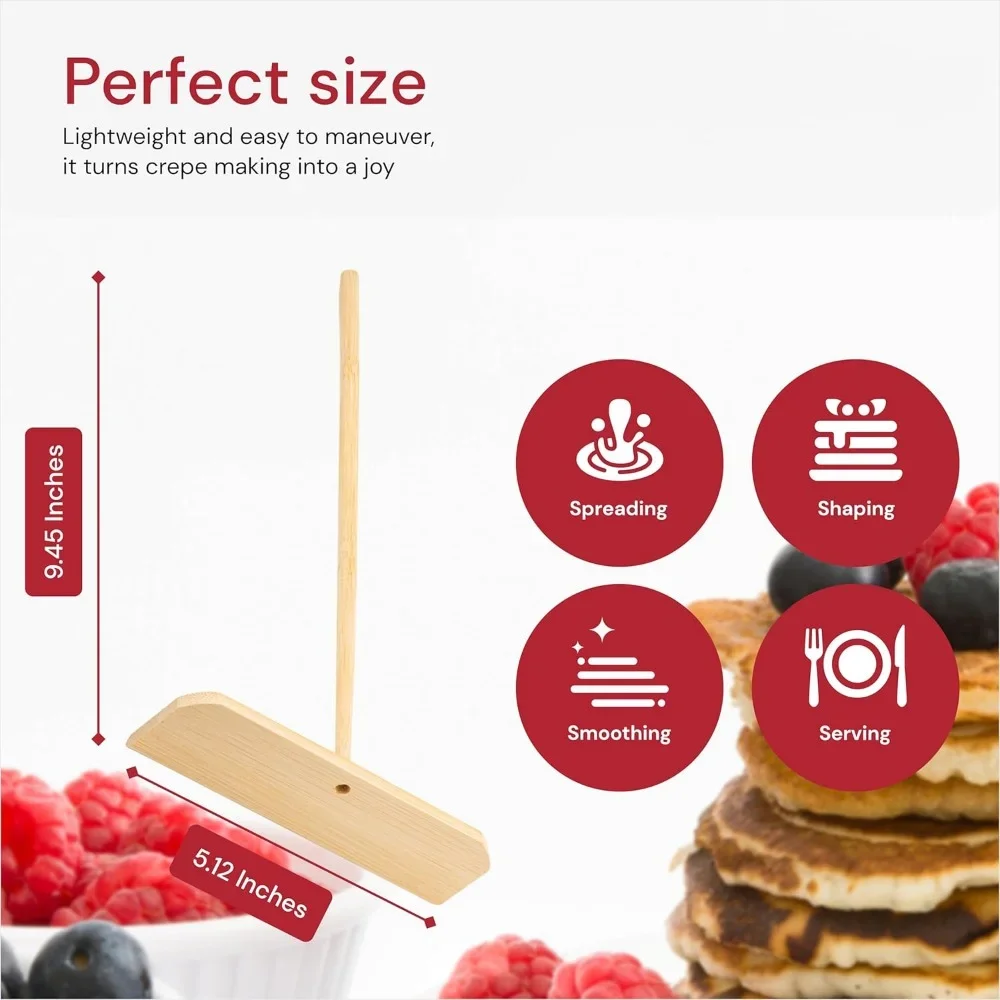 Crepe Spreading Tool, Batter Crepe Tool, T-shaped Pastry - Wooden Crepe Baking Stick - Kitchen Pancake/crepes Making Tool