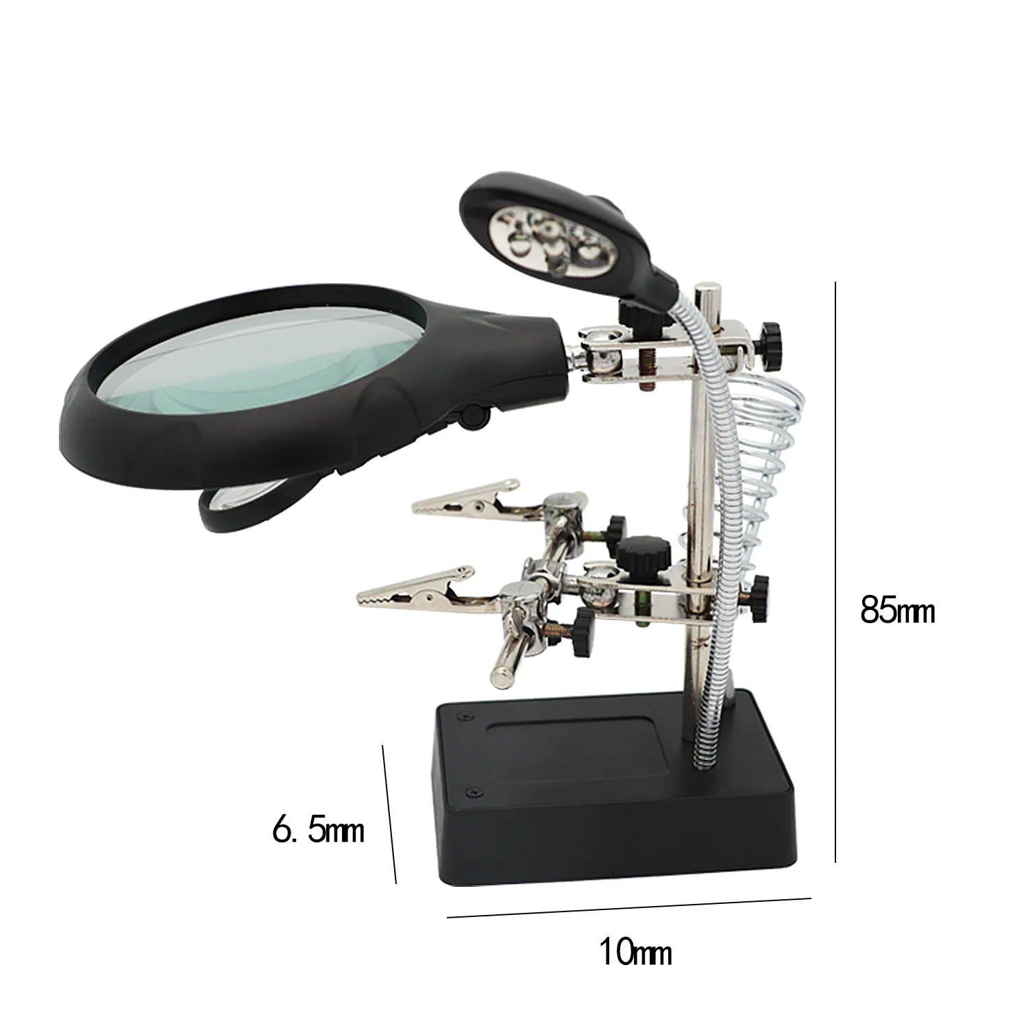 

5X 8X 10X LED Light Helping Hands Magnifier Soldering Station,Magnifying Glass Stand with Auxiliary Clamp and Alligator Clips