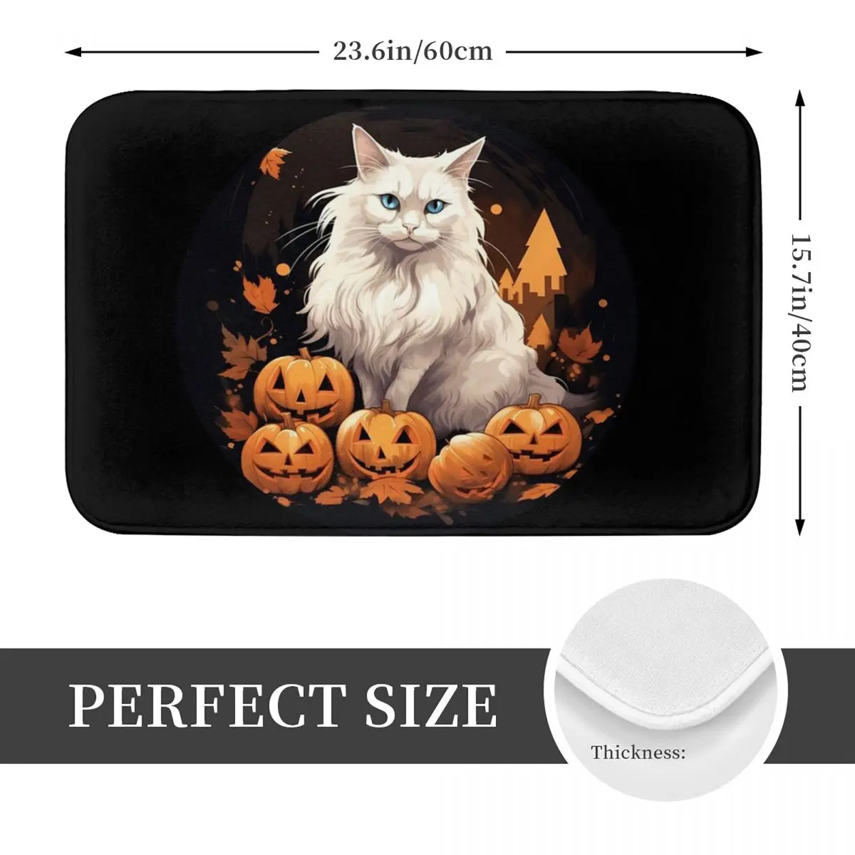 Turkish Angora Cat Halloween Doormat Non-slip Bathroom Floor Mats Home Entrance Rugs Kitchen Living Room Carpet Hallway Footpad