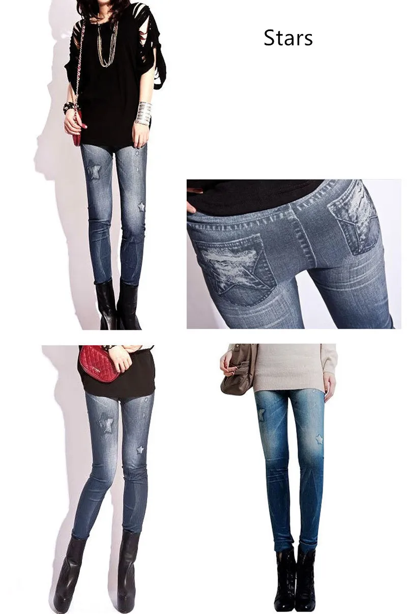 DOIAESKV Damen Skinny Denim Leggings Dehnbare Slim Leggings Bequeme Mode Sexy Jeanshose – Detail 3