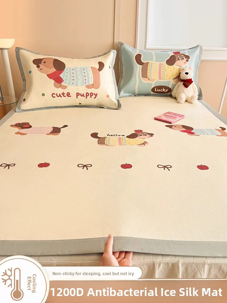 tapis-rafraichissant-en-soie-glacee-d'ete-ensemble-de-trois-pieces-lavable-tapis-doux-climatise-drap-de-lit-pour-dortoir-etudiant-tapis-en-vigne
