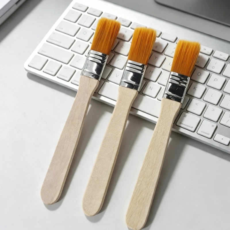 100pcs Wooden Handle Flat Paint Brush Set Soft Bristle Art Craft Cleaning Tool for Acrylic Oil Watercolor DIY Home Repair