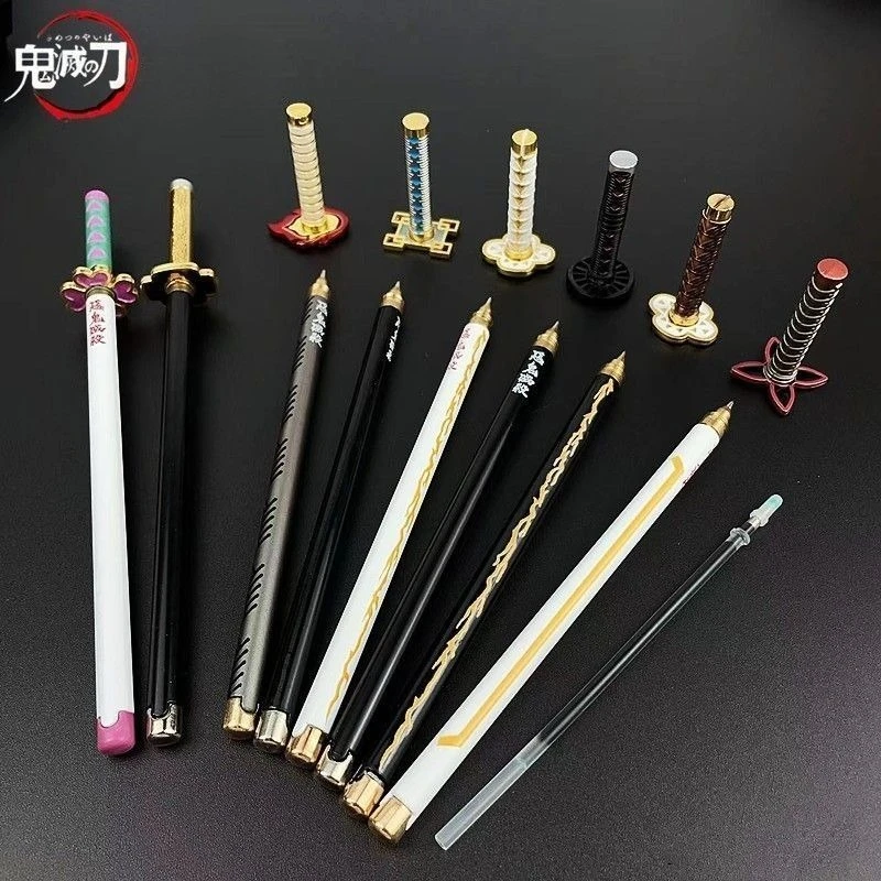 20 Cm Demon Slayer Gel Pen My Wife Zenitsu Moth-eaten Butterfly Blade Cosplay Accessories Metal Model Signature Stationery Pen