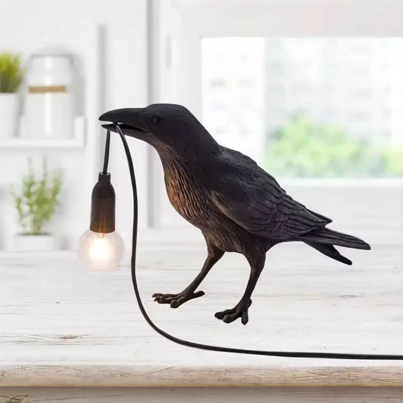 

Modern Lucky Bird Table Lamp Bedroom Bedside Living Room Table Light Creative Resin Animal Lively Home Decor Lighting Fixture