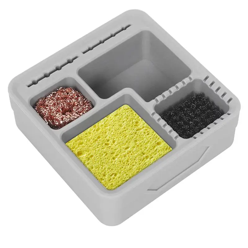 AEE2-Soldering Iron Tips Cleaning Tool Steel Brush/Sponge/Copper Wire Welding Head Tin Slag Remove Cleaner Tool Silicone