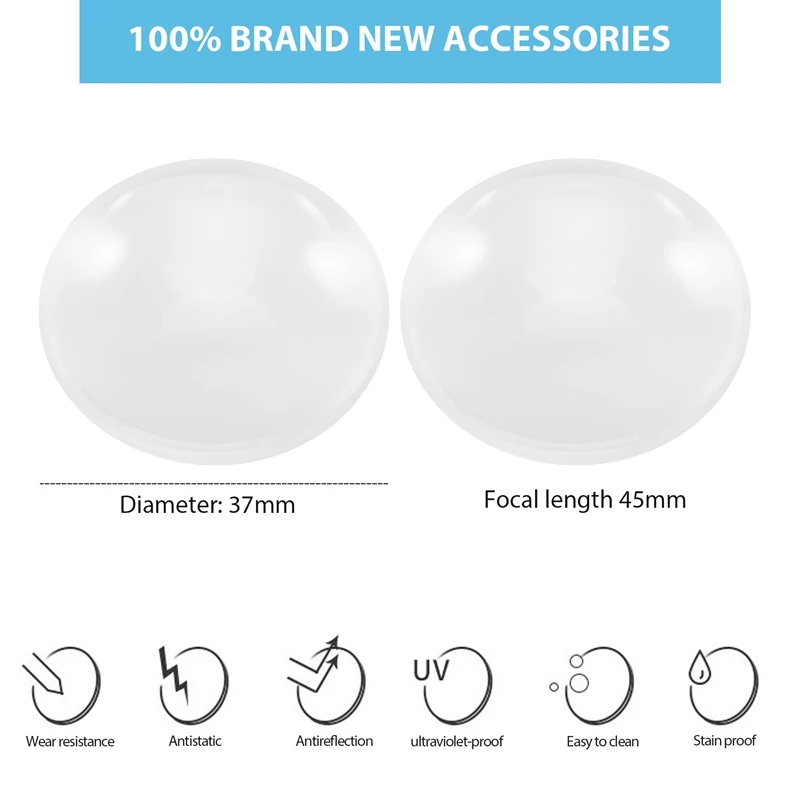 2x per Google cartone realtà virtuale VR lenti biconvesse solo 37mm x 45mm