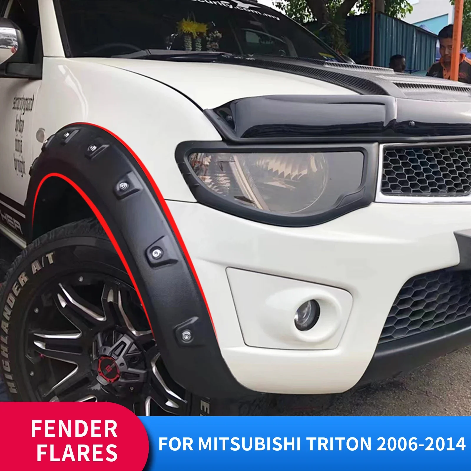 Fender Flares Wheel Arch for Mitsubishi Triton 2006-2014 Fenders with Rivet Paint Matte Black Double Cab Accessories