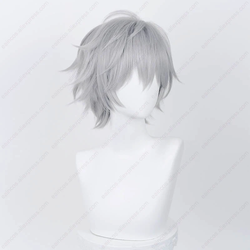 Anime EVA Kaworu Nagisa parrucca Cosplay 32cm parrucche corte grigio argento resistente al calore capelli sintetici festa di Halloween