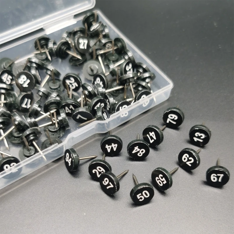 100Pcs Round Numbered Pushpins Map Pins Decorative Thumb Tacks for Office School