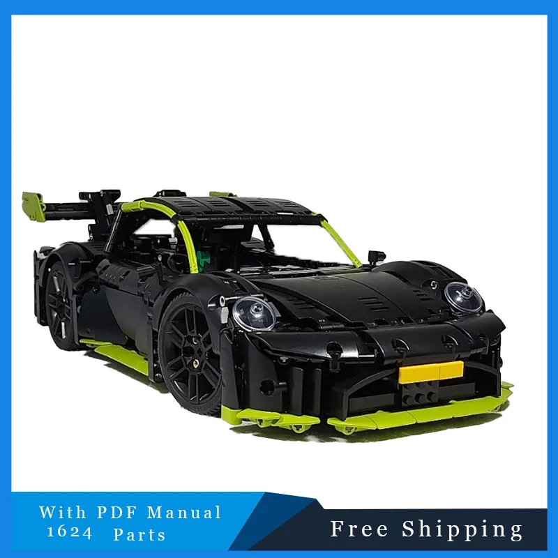 1624 ELEMENTY Kreatywny Czarny Luksusowy Model Wyścigówki Modularny MOC Klocki Konstrukcyjne Edukacyjne Zabawki DIY do Składania Prezent na Urodziny dla Dzieci