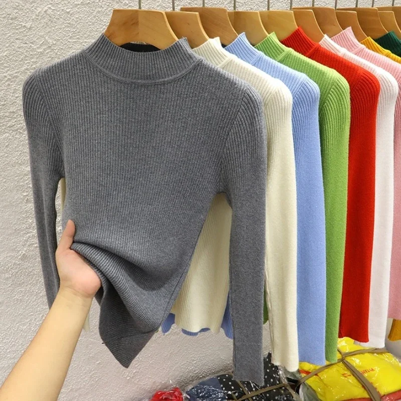 Female Casual Knitwear Clothing 2025 Turtleneck Women Sweater Autumn Winter Solid Pullover Basic Slim Versatile Soft Tops