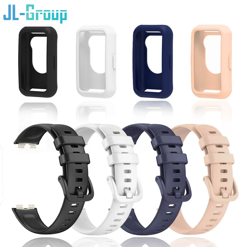 Silicone Strap For Huawei Band 8 9 Beacelet With Soft Case Replacement Watchband Accessories Huawei Band 9 Sport Strap