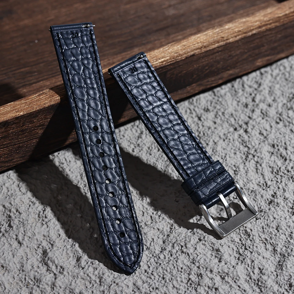High Quality Faux Crocodile pattern FKM Watch Bands 20mm 22mm Waterproof Sport Fluoro Rubber Watch Strap Belt for Omega - view 6