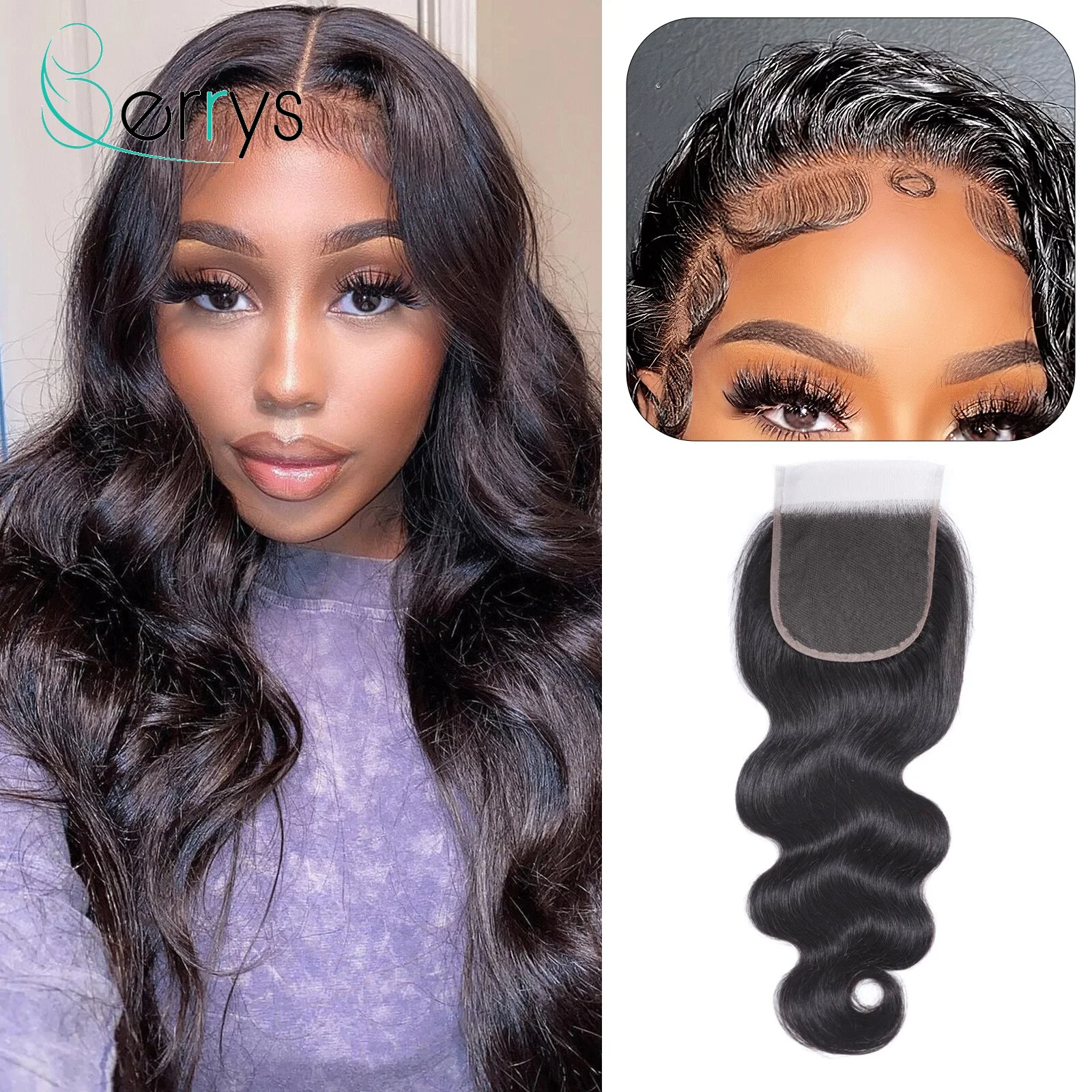 Invisible HD Lace Frontal Closure 4x4 Lace Closure Pre-plucked Body Wave Virgin Human Hair Melt Skins HD Lace For Black Women