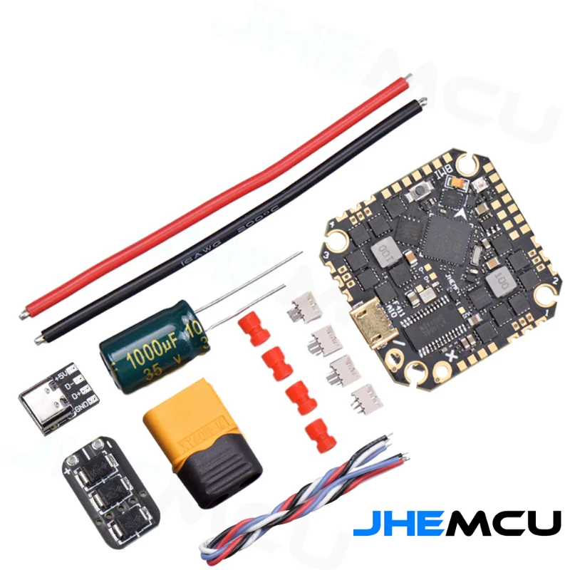 

JHEMCU GHF411AIO-ICM 40A F411 ICM42688P Flight Controller BLHELIS 40A 4in1 ESC 2-6S FPV Drones 25.5mm Over-voltage Protector