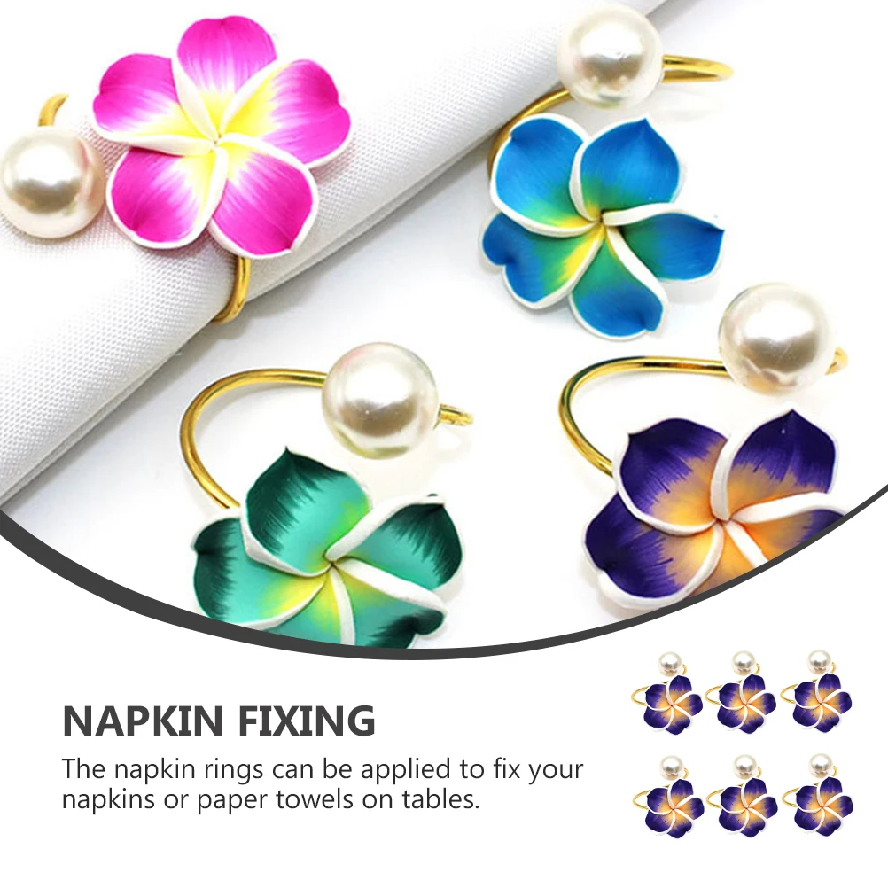 

6 Pcs Cute Napkin Ring Rings Flower Holders Dining Table Plastic Serviette Banquet