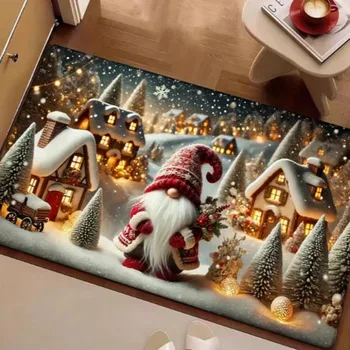 Christmas Gnome Pattern Door Mat Soft Carpet Living Room Kitchen Bedroom Bathroom Laundry