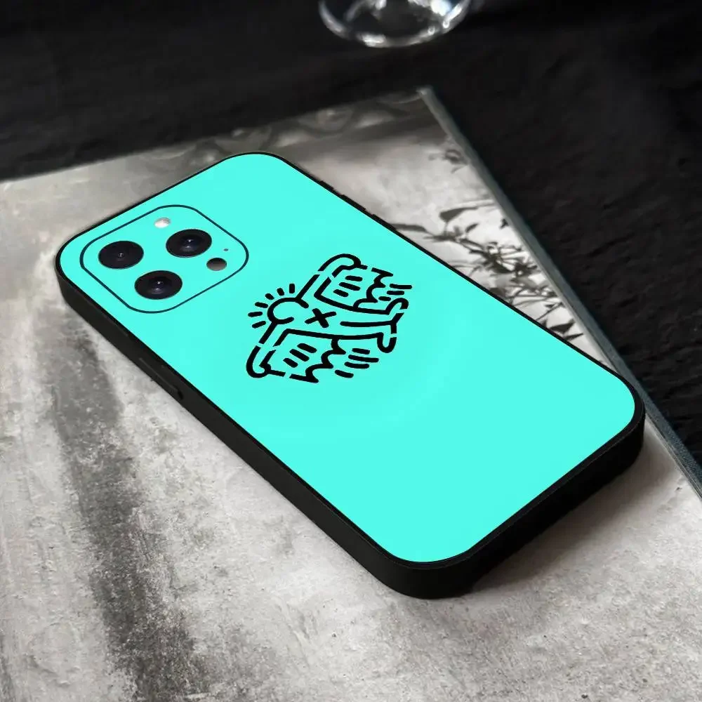 Graffiti Art K-Keith H-Haring Phone Case Laser IMD Color Silver Shell For IPhone 17 16 15 14 13 12 11 Air Pro Max Plus