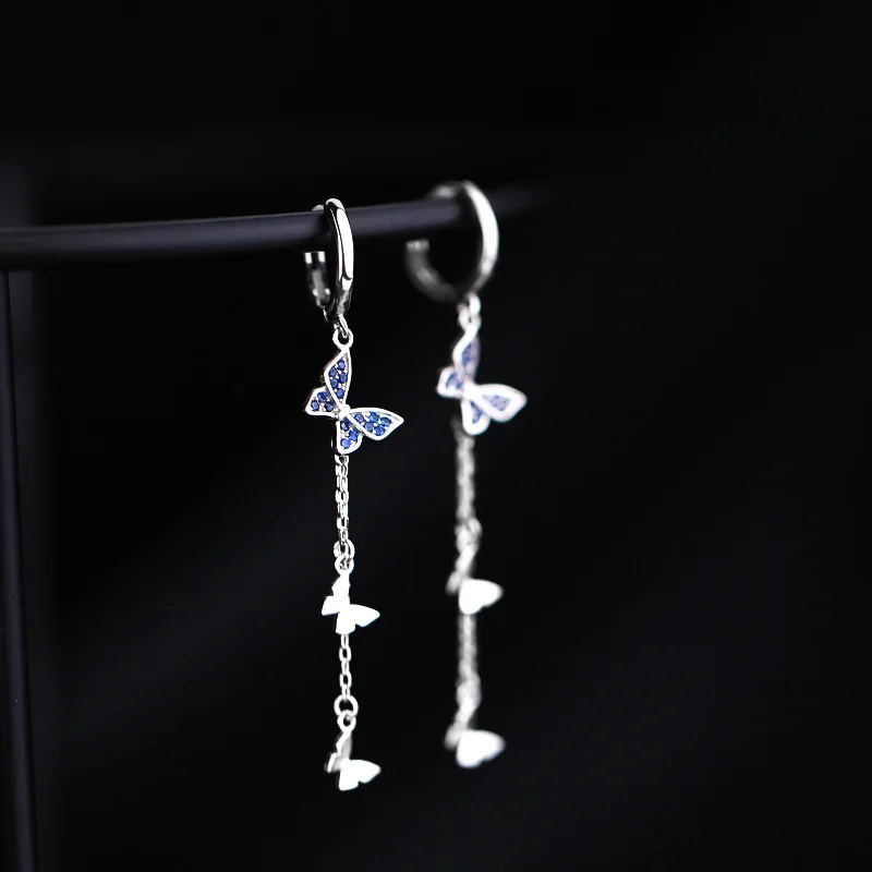 925 Silver Minimalist Diamond Effect Butterfly Hoop Earrings For Women Unisex Party Jewelry Gift