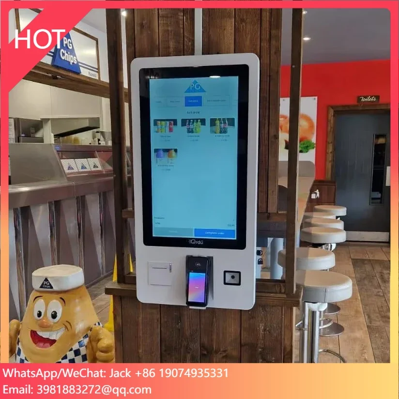32 Inch Wall Mount Order Kiosk Ordering Machine Order Kiosk For Mcdonald Fast Food Smart Terminal POS Cash Self Service Kiosk