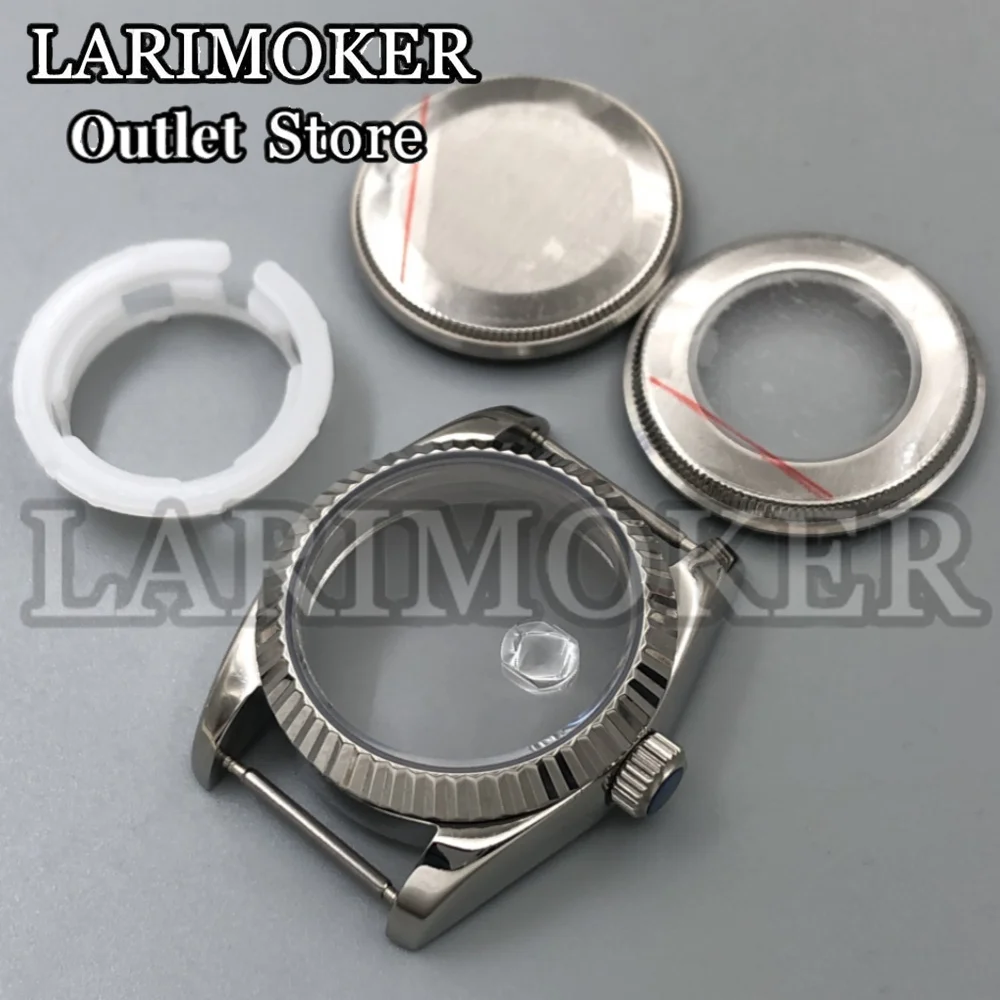 LARIMOKER 31mm Silver Women's watch case Stainless Steel Strap Sapphire Glass Round Fluetd Polished Bezel fit NH05 NH06 Movement